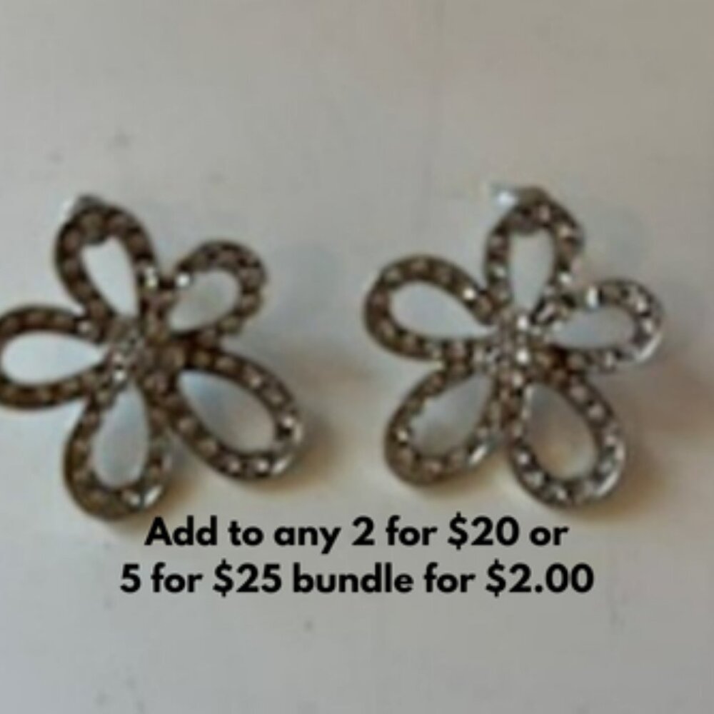 Silver and crystal flower earrings